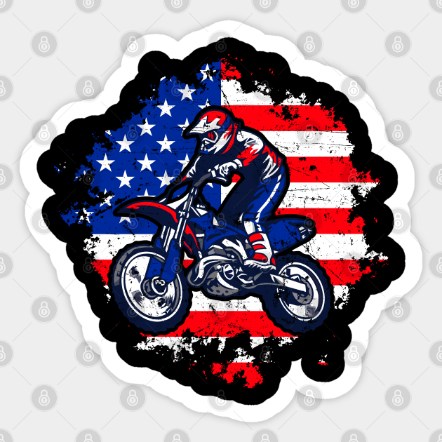 Vintage American Flag Dirt Bike USA Flag Motocross Braaap Dirt Bike Sticker TeePublic